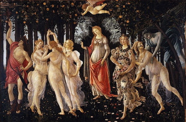 Primavera, late 1470s or early 1480s by Sandro Botticelli - Uffizi, Florence - Renaissance Art Symbolism.