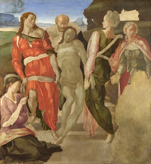 The Entombment, 1500-1501 by Michelangelo - National Gallery, London - Color Psychology in Art.